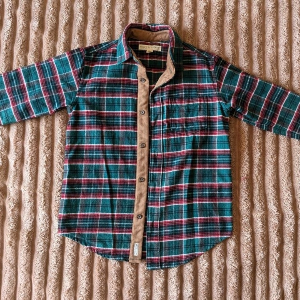Kids Plaid Button-Down Shirt - Green and Red